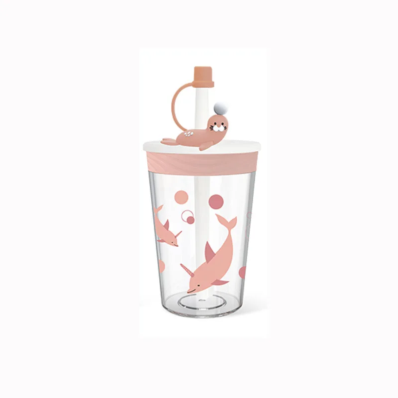 

400ml Hot Sale Straw Water Bottle Plastic Coffee Mug Creative Fashion Tritan Watercup For Both Adult and Children on Promotion