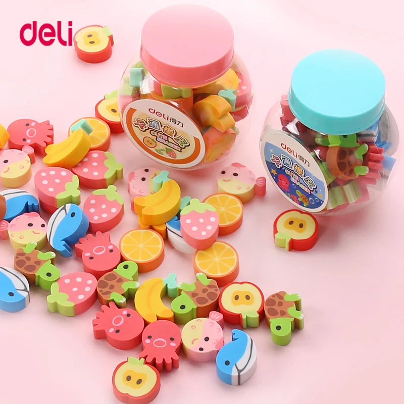 Deli 20 шт. милый мультяшный мини-ластик в форме фруктов и животных резиновые