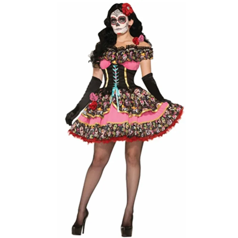 2019 сексуальное мексиканское маскарадное платье ко Дню мертвецов Senorita Bone ita