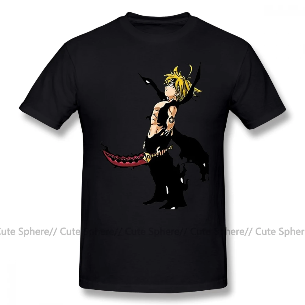 Футболка Meliodas, футболка Meliodas, 6xl, графическая футболка, короткий рукав, Мужская забавная летняя футболка из 100 хлопка - Цвет: Black