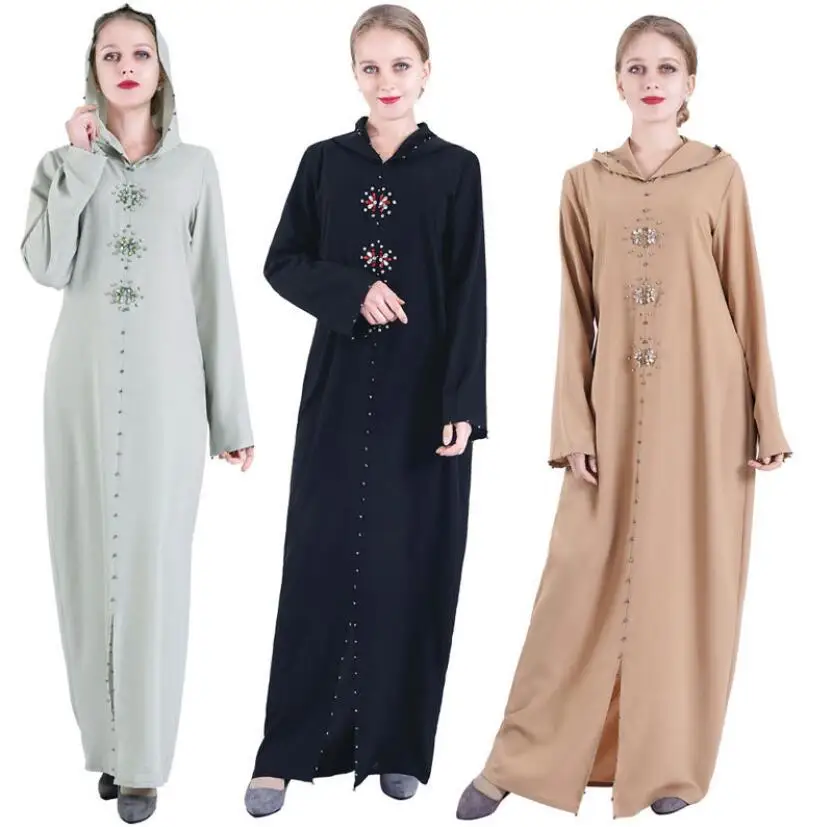 Длинное мусульманское платье с капюшоном Caftan, мусульманское платье в Дубае, абайя, Турция, платье для женщин, мусульманское платье, халат, хи...