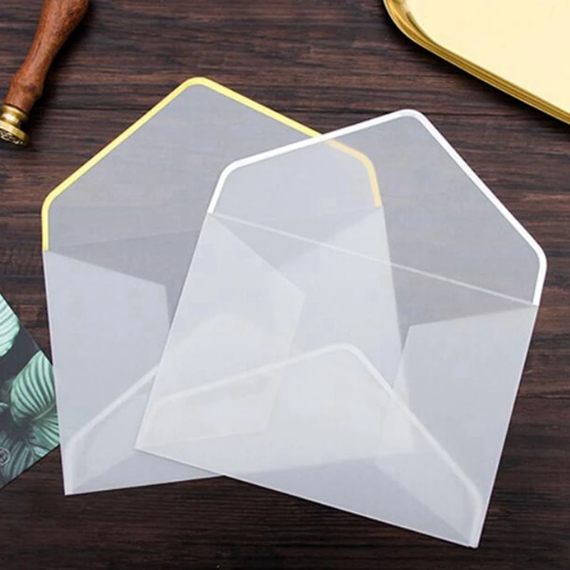 

40Pc Hot Stamping Printing Paper Envelope Transparent Paper Envelope Wedding Letter Invitation Anniversary Silver & Gold