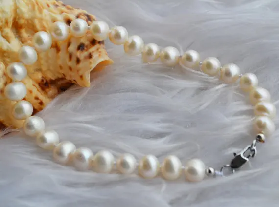 

White Color Genuine Freshwater Pearl Bracelet 6-7mm Real Pearl Jewelry,Wedding Birthday Gift Women Jewellery