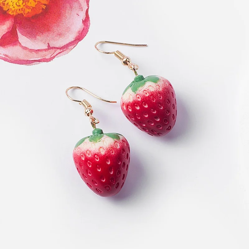 

Creative Cute Strawberry Dangle Earrings Simple Temperament Summer Ear Jewelry