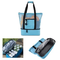 outdoor women high capacity mesh transparent bag double layer heat preservation picnic beach bags tote office lunch snacks bag