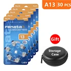Аккумуляторы для слухового аппарата, размер 13 za Renata, упаковка 30, оранжевый Tab PR48, 1,45 в, тип A13, фотоцинковый аккумулятор p13 с чехлом