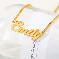 fashion custom name pendant necklace box chain stylish cursive arabic crown nameplate necklaces stainless steel birthday gift