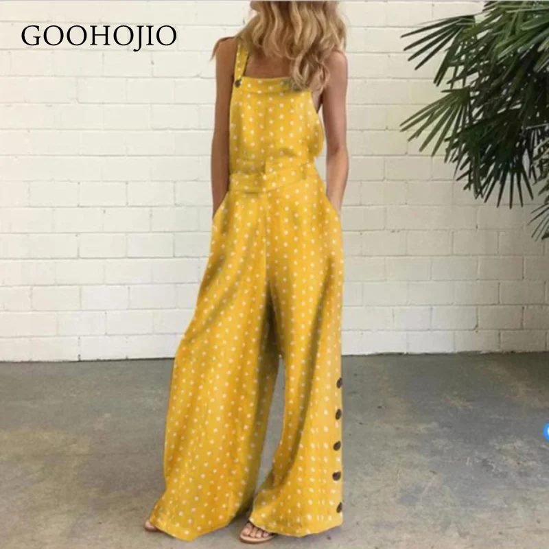 

GOOHOJIO 2021 Spring Autumn New Sleeveless High Waist Jumpsuit Women Fashion Jumpsuit for Ladies Casual Romper Womens SIZE S-5XL