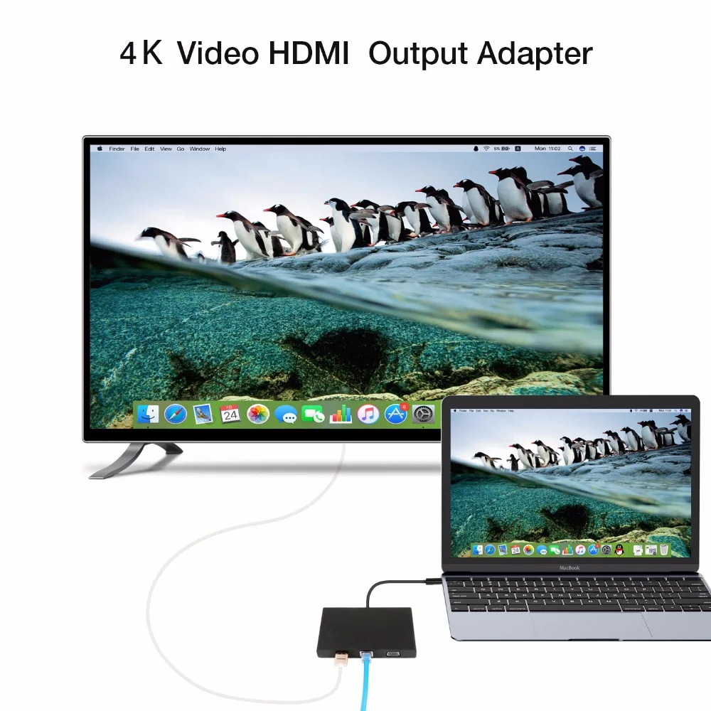 YUNCLOUND USB HUB RJ45 Type C to HDMI VGA LAN Card Reader Audio PD Charging 3.0 Hub for Macbook Samsung S8/S9 Huawei P20 Pro | Компьютеры