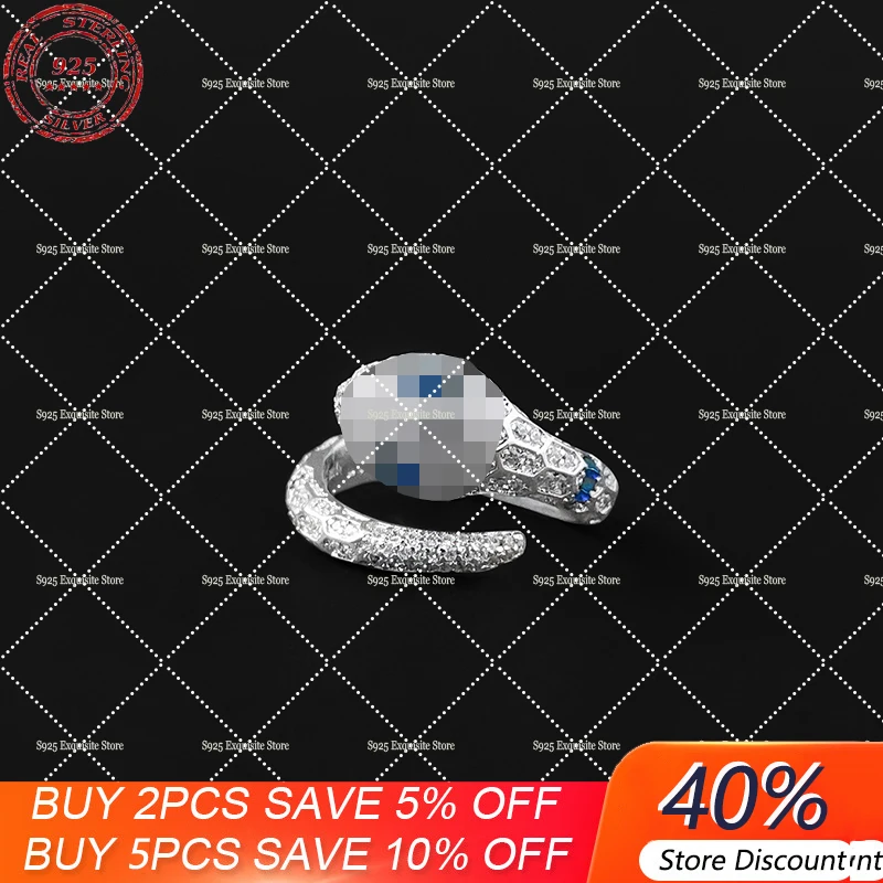 

Женское Открытое кольцо в виде змеи из серебра 925 пробы