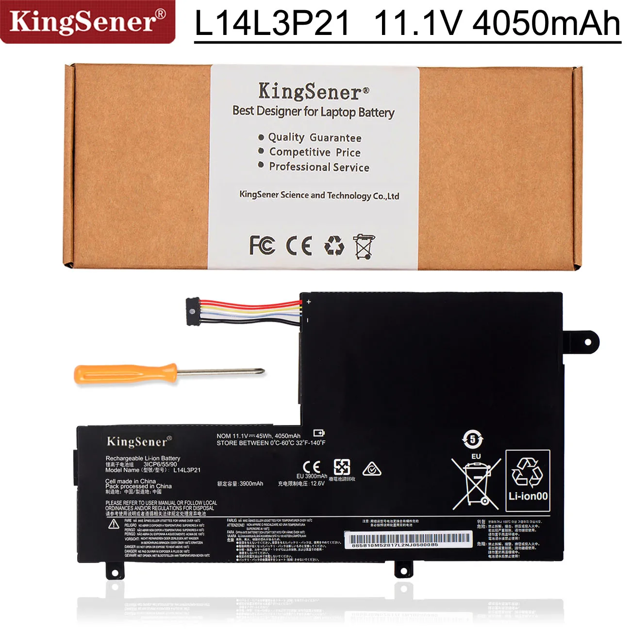 Аккумулятор KingSener L14M3P21 для ноутбука Lenovo Flex 3 4 1470 1480 1580 1570 Yoga 500 14ISK Edge 2 L14L3P21 L15L3PB0