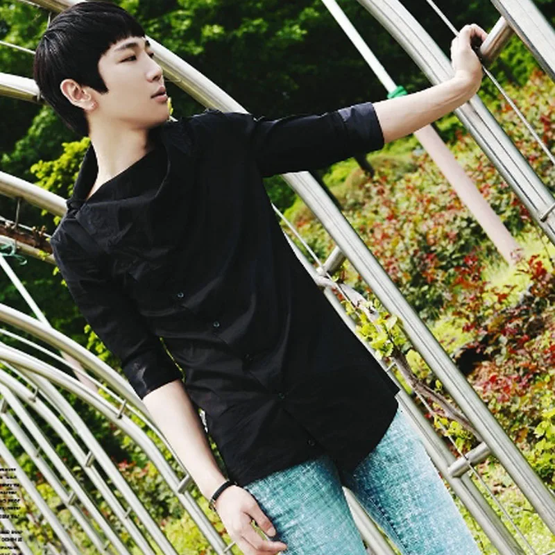 Асимметричный дизайн модная мужская приталенная рубашка в стиле хип хоп костюм