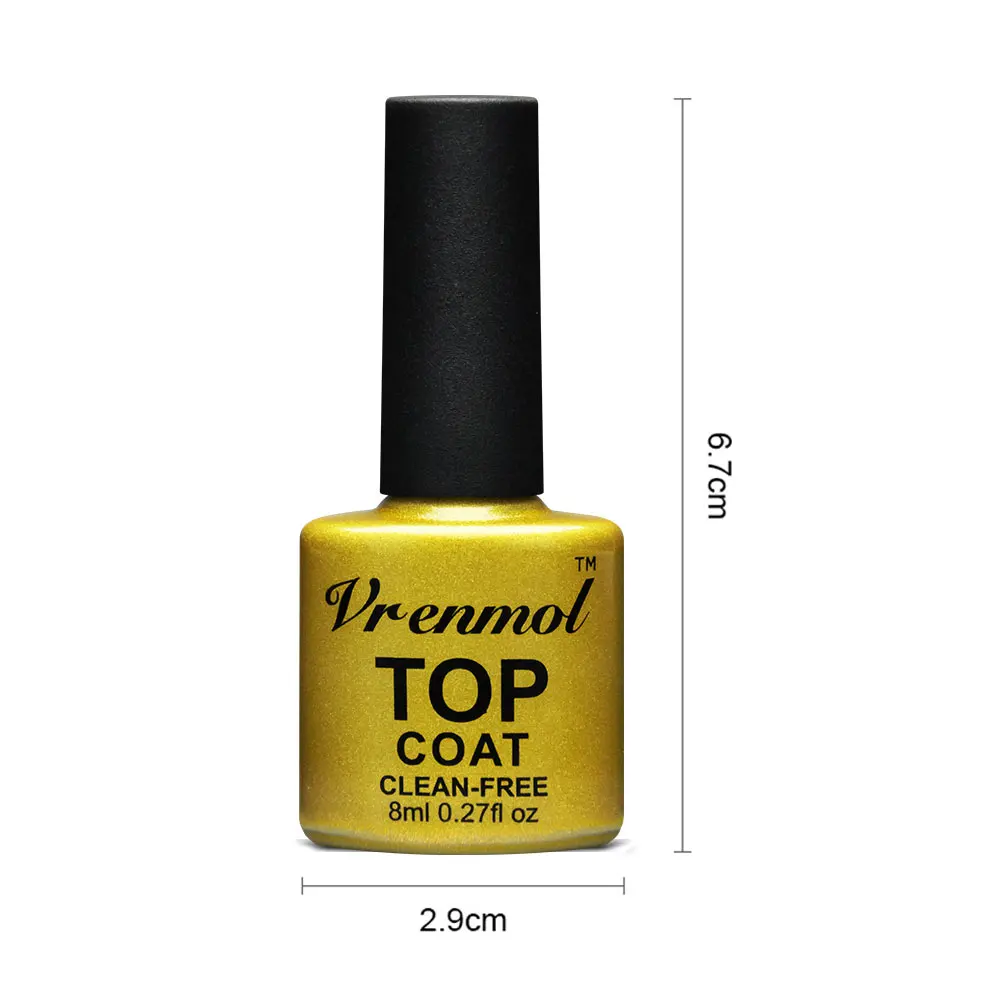 Top coat Vrenmol, 15 г, акриловый цвет, полигель для наращивания пальцев, Гель-лак для ногтей, замачиваемый, УФ, камуфляж, строительный гель для ногтей, Гель-лак - Color: Top coat