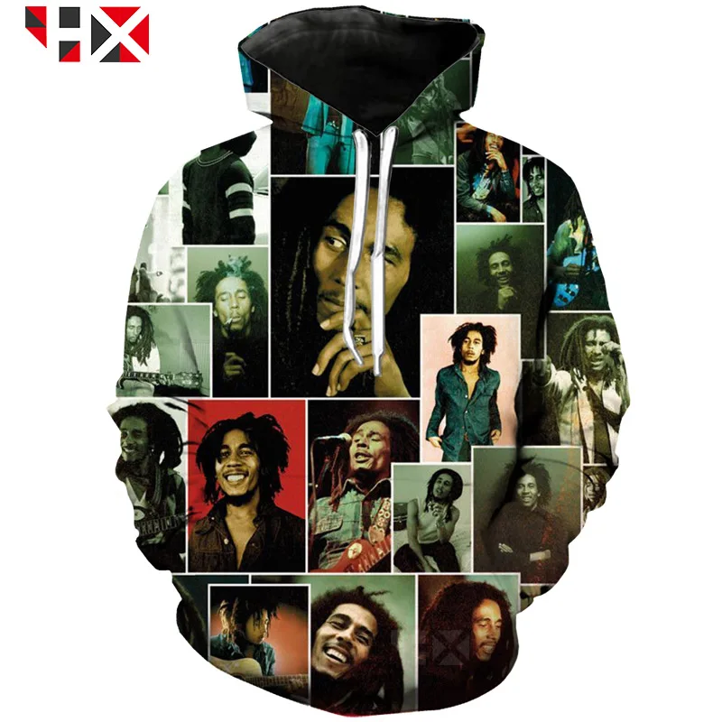 

2021 Newest Rock Reggae BOB Marley Face Smile 3D Print Harajuku Sweatshirt Hooded Hoodie Unisex Casual Style Pullover Tops HX206