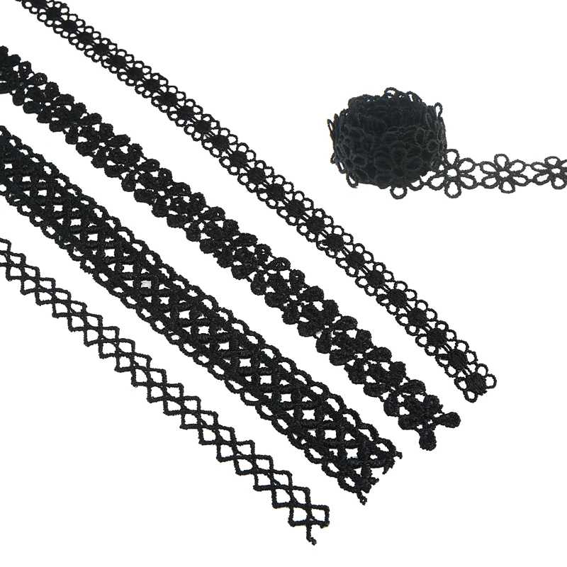 1 м/лот черная Водорастворимая кружевная отделка из полиэстера лента сделай сам