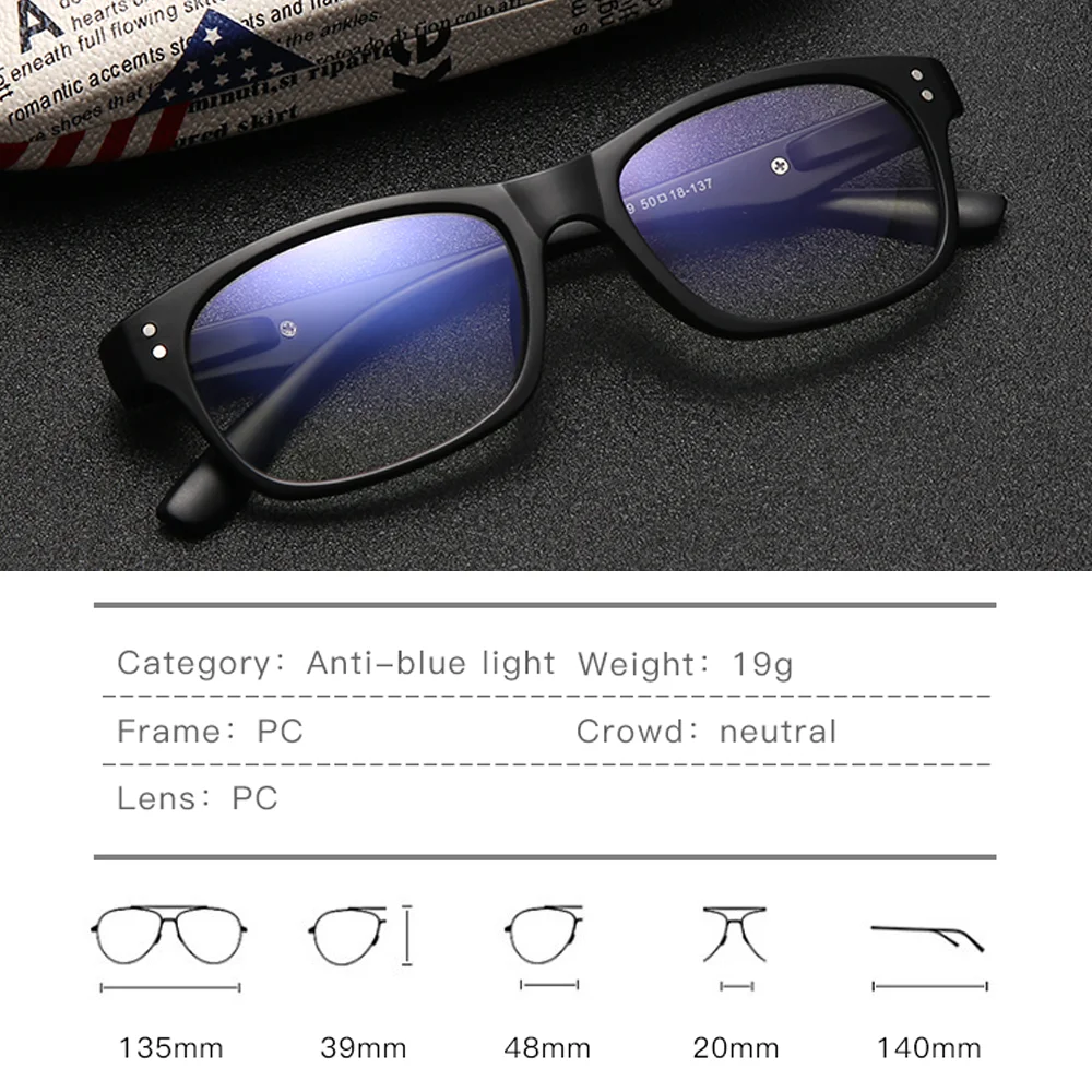 

Fashion Anti Blue Light Eyeglasses Men Women Computer Games Goggles Eyeglasses Retro Rivet Optical Spectacle Frame UV400
