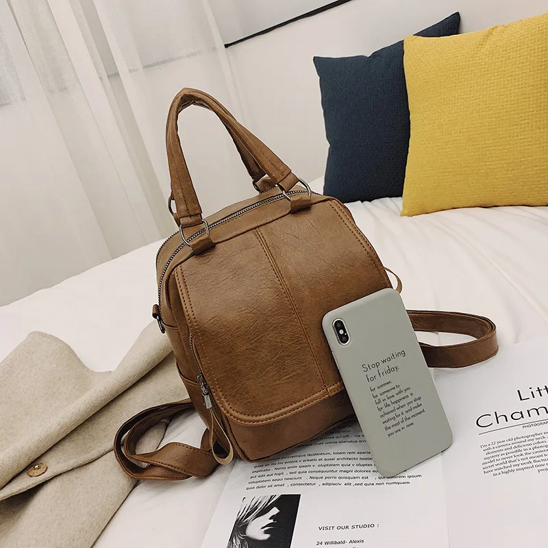 Женский рюкзак корейский стиль мягкая кожа Ретро для колледжа отдыха