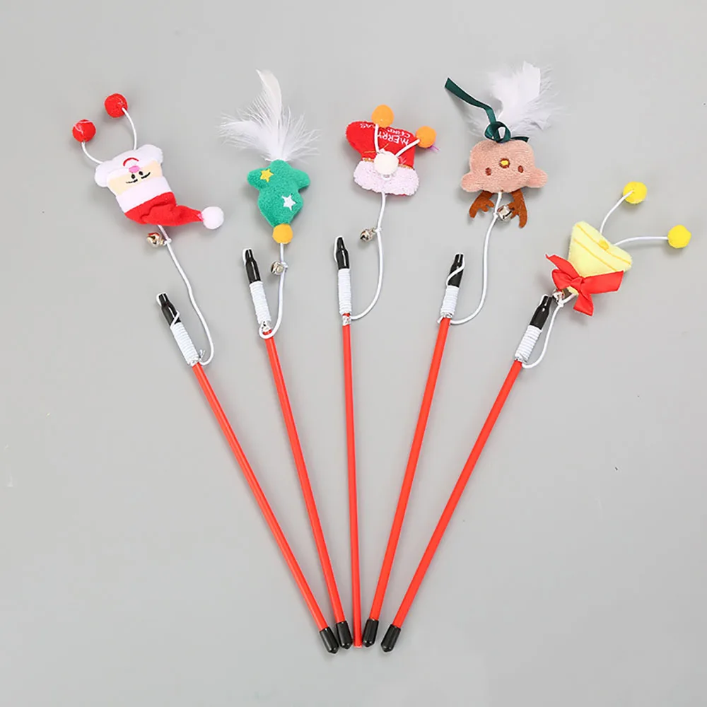 

Игрушка для домашних питомцев, Рождественская серия, забавная палочка для кошек, подарок Санта-Клауса с колокольчиком