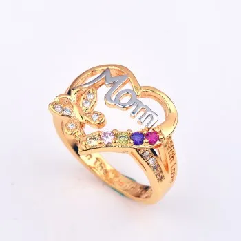 

Fashion Heart-shaped Love Mom Ring Color Separation Gold Silver Plated Diamond Ring R1057