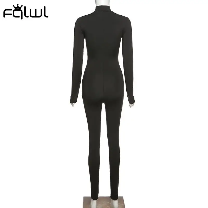 FQLWL Осенняя уличная одежда комбинезоны женский комбинезон черный с длинным