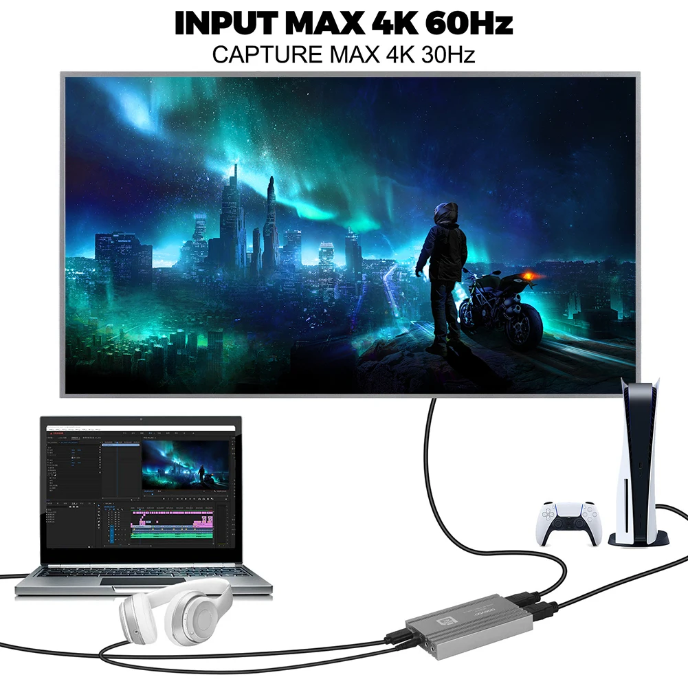 

4K захват записывающая коробка USB 3,0 HDMI-совместимая карта захвата видео для игр HD для записи в реальном времени
