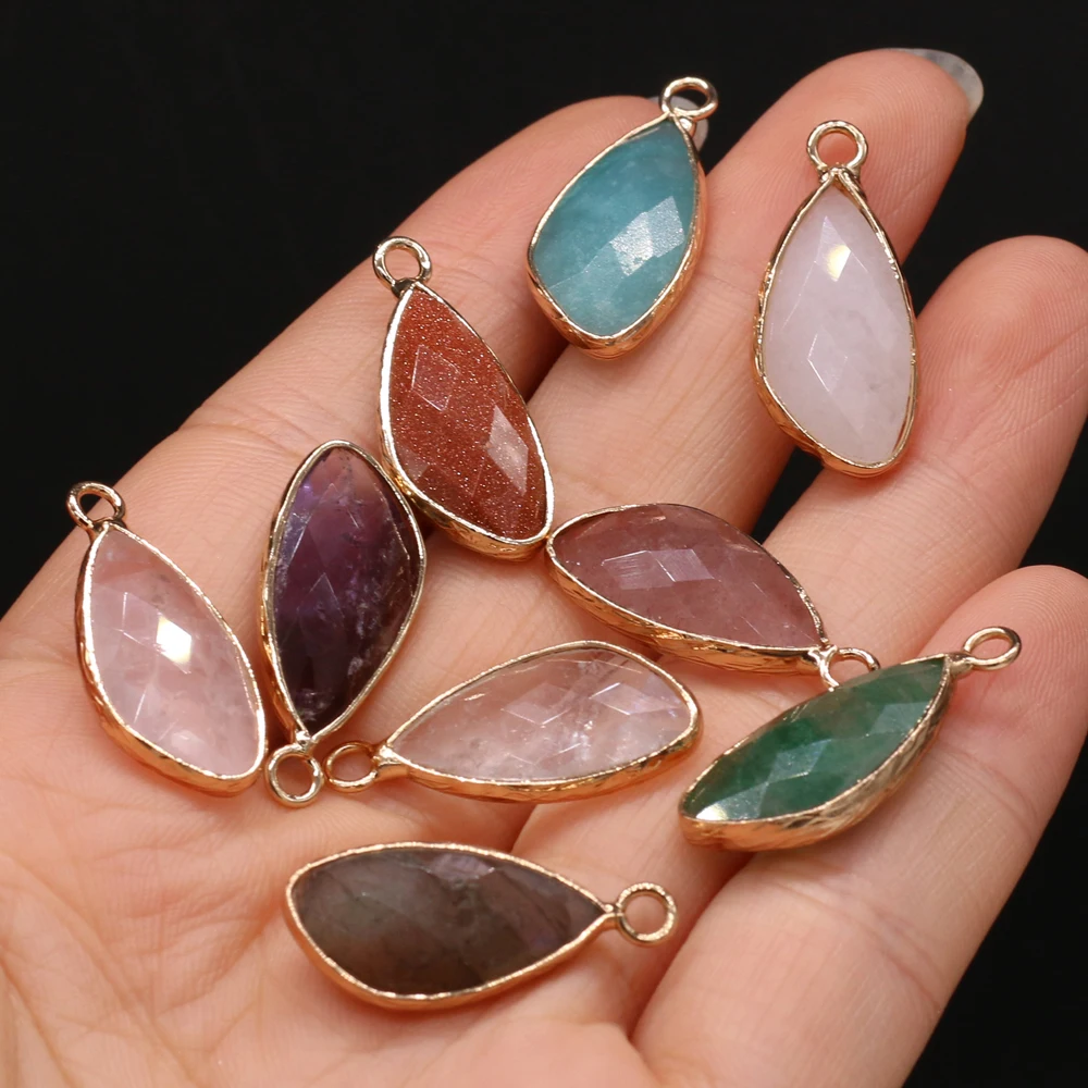 

Natural Semi-precious Stone Pendants Blue Turquoise Rose Quartz for DIY Jewelry Making Handmade Accessories
