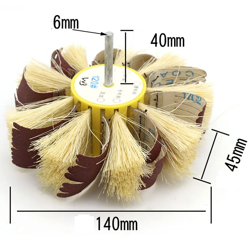 6mm Shaft Mounted Sisal Emery Cloth Bristle Grinding Buffing Brush Polishing Wheel For Primers Sanding Wood 120~400 grit | Инструменты