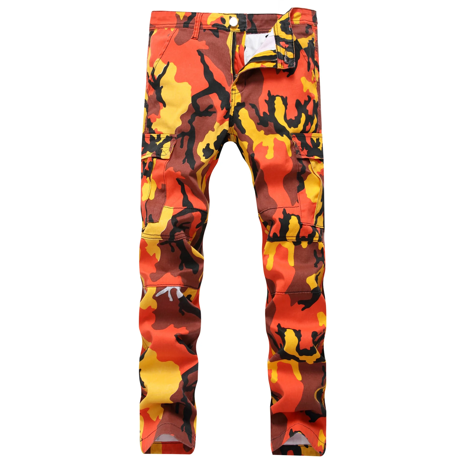 

2021 Men's Camouflage Printed Straight Stretch Tooling Casual Trousers