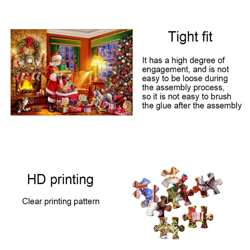 

1000 Pieces Decompression Jigsaw Puzzles Christmas Santa Claus Paper Assembling for Adults Kids