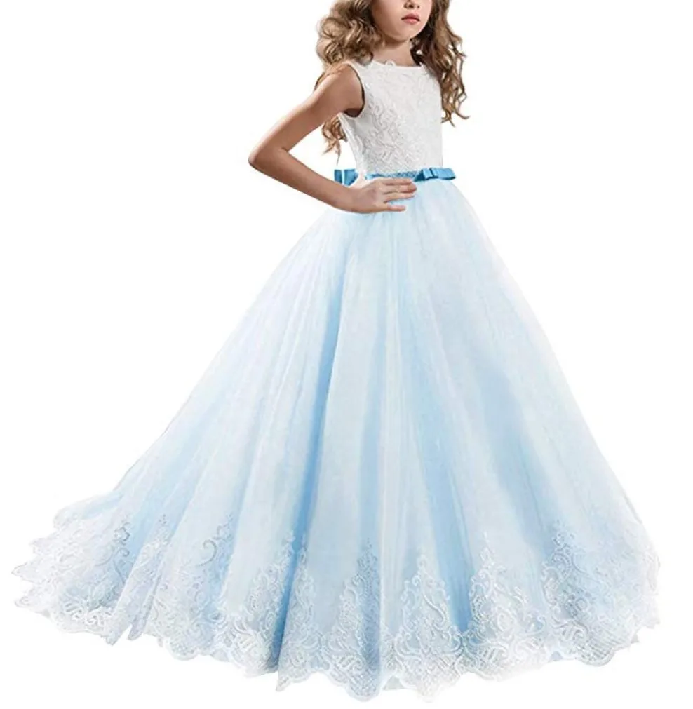 

3-14 Years Flower Girl Dresses For Weddings Party Patchwork Tulle Dress Kids Ball Gowns Sequined Children Pageant Prom Wholesale