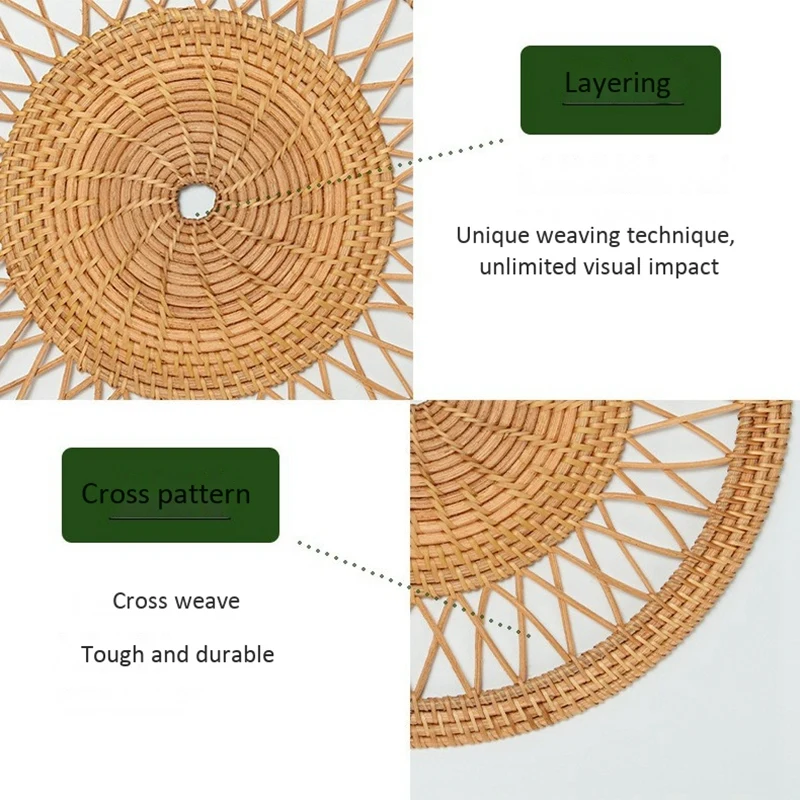 

Home Woven Wall Hanging Natural Boho Home Decor Decorative Rattan Decor Woven Wall Decor Woven Wall Hanging 11.8inch