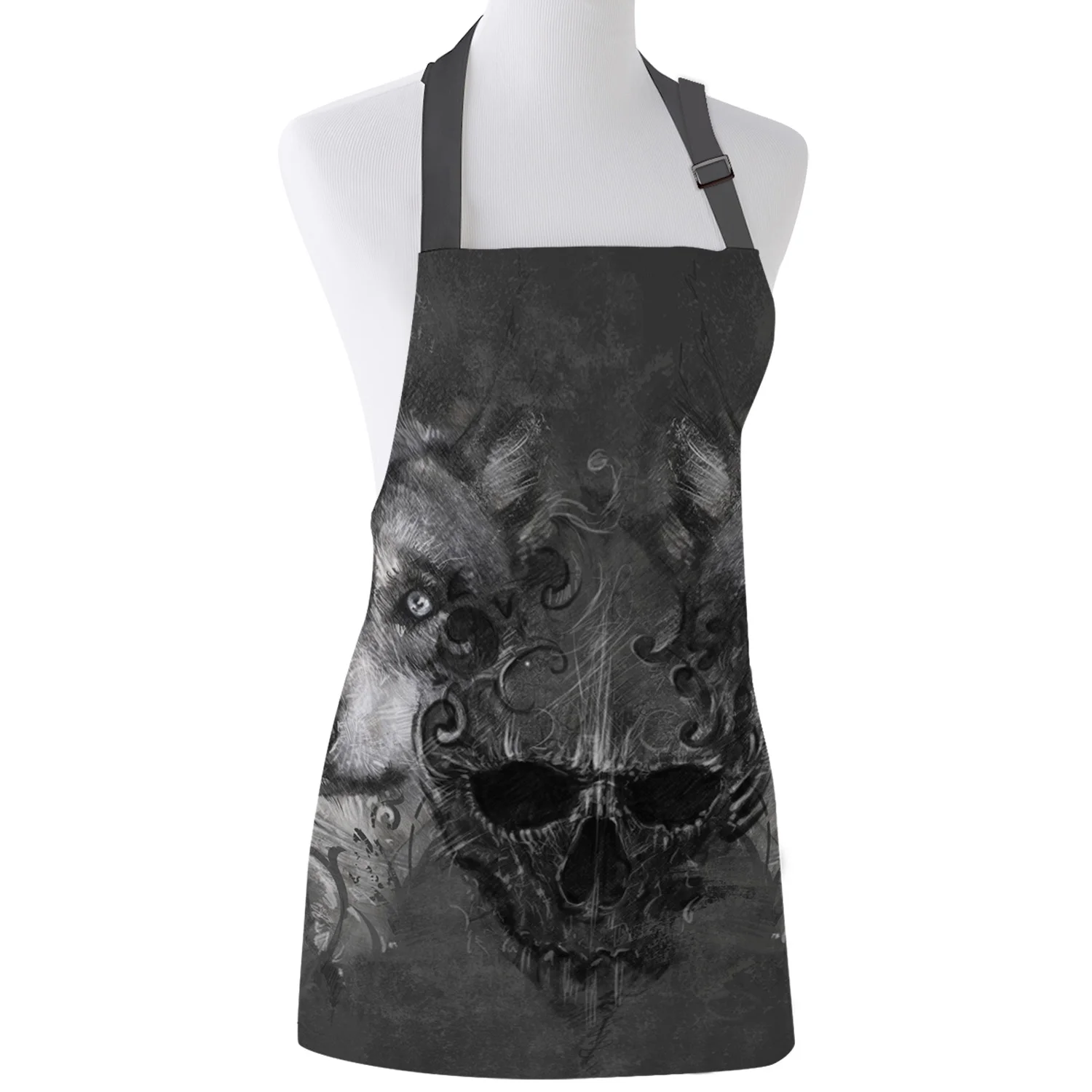Кухонный Фартук с волчьим черепом регулируемый нагрудник для барбекю в виде