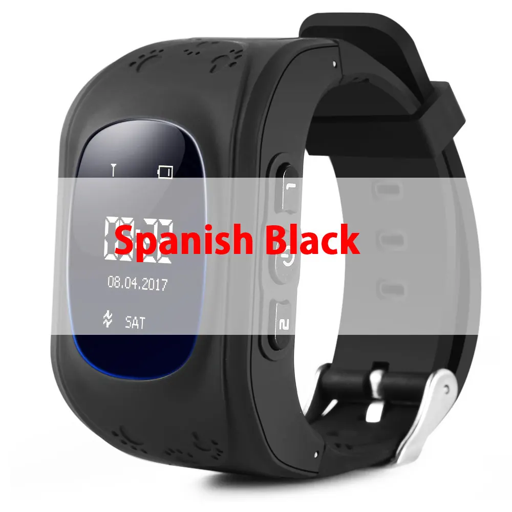 Spanish Black Q50, gps, умные детские часы, SOS, поиск местоположения, детский локатор, трекер, анти-потеря, монитор, детские часы, IOS и Android - Цвет: Spanish Black
