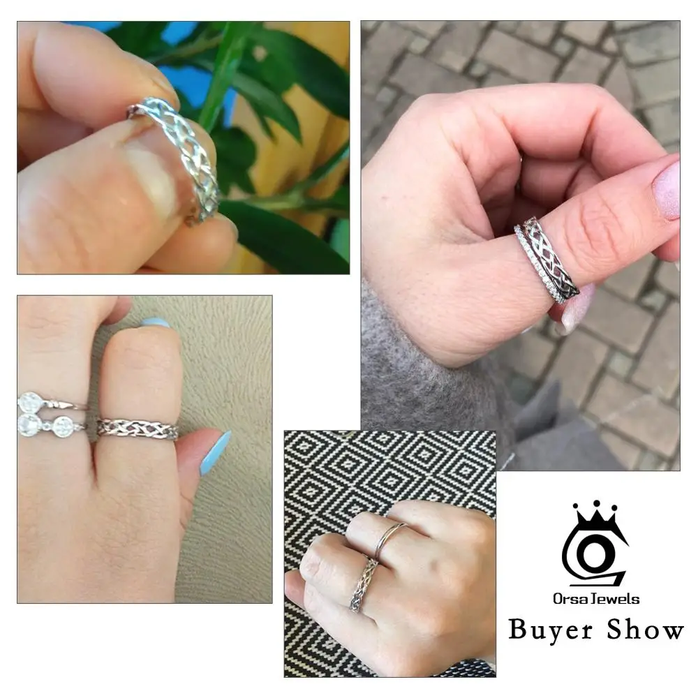 ORSA JEWELS 925 пробы серебряные кольца для женщин уникальная скрученная форма круглое кольцо обручальное модное ювелирное изделие Подарок на годовщину SR62