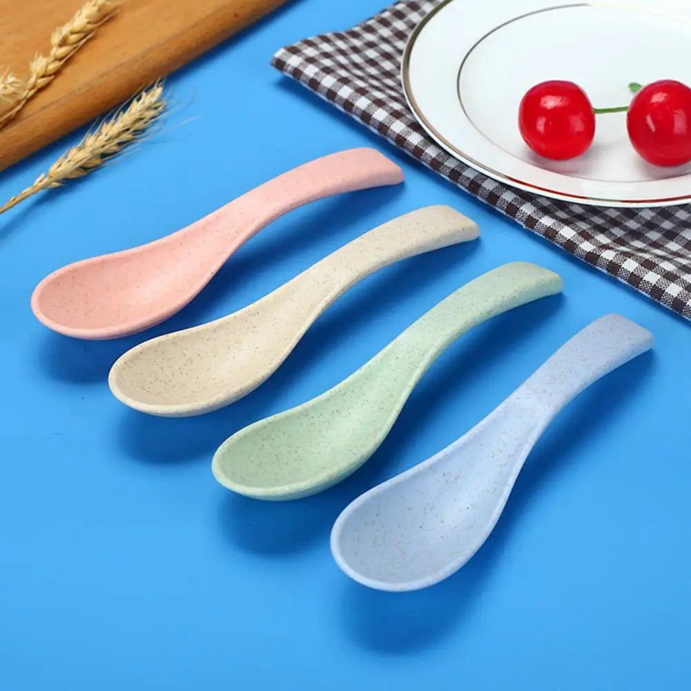 

4 шт. ложка экологичный анти-чтобы предотвратить деформацию, что делает изделие пригодным пшеничной соломы WonTon ложки для дома кухонные прин...