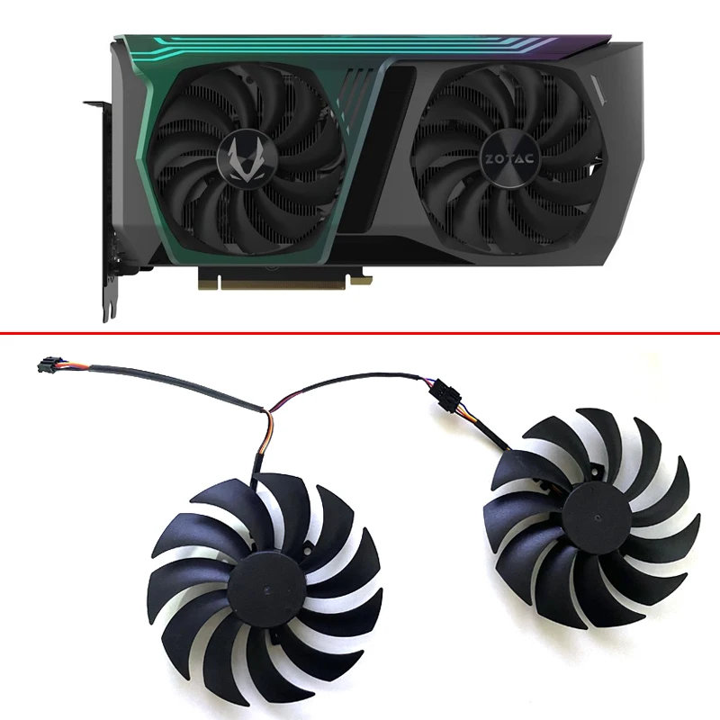 

NEW 2PCS 100MM 4PIN CF1010U12S 12V RTX 3070 GPU FAN For ZOTAC GAMING GeForce RTX 3070 AMP HOLO Dual Graphic Video Card Fans