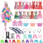 Аксессуары для кукол 40 шт.комплект, 10 платьев для кукол, 5 очков, 4 ожерелья, 1 сумка, 10 вешалков, 5 пар обуви для Барби