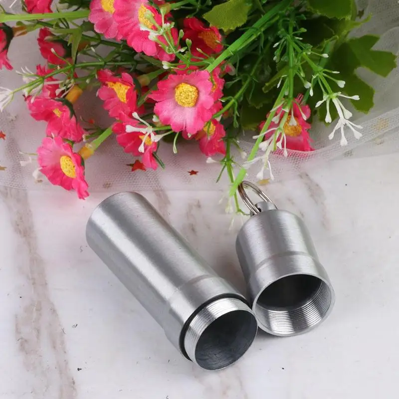 

Portable Stainless Steel Sealed Cigarette Case 5 Cigarettes with Keychain Holder Box Waterproof Cigarettes Storage Box