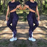 2018 new sports leggings women sportswear purple honeycomb pattern polyester high waist leggings