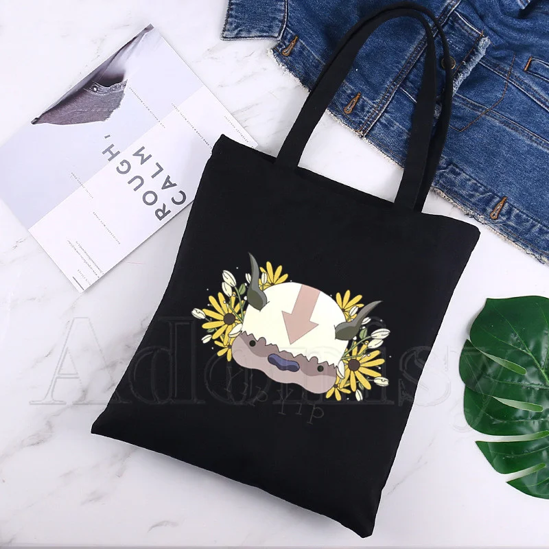 

Avatar The Last Airbender Ladies Handbags Cloth Canvas Tote Bag Shopping Travel Women Eco Reusable Shoulder Shopper Bags Black