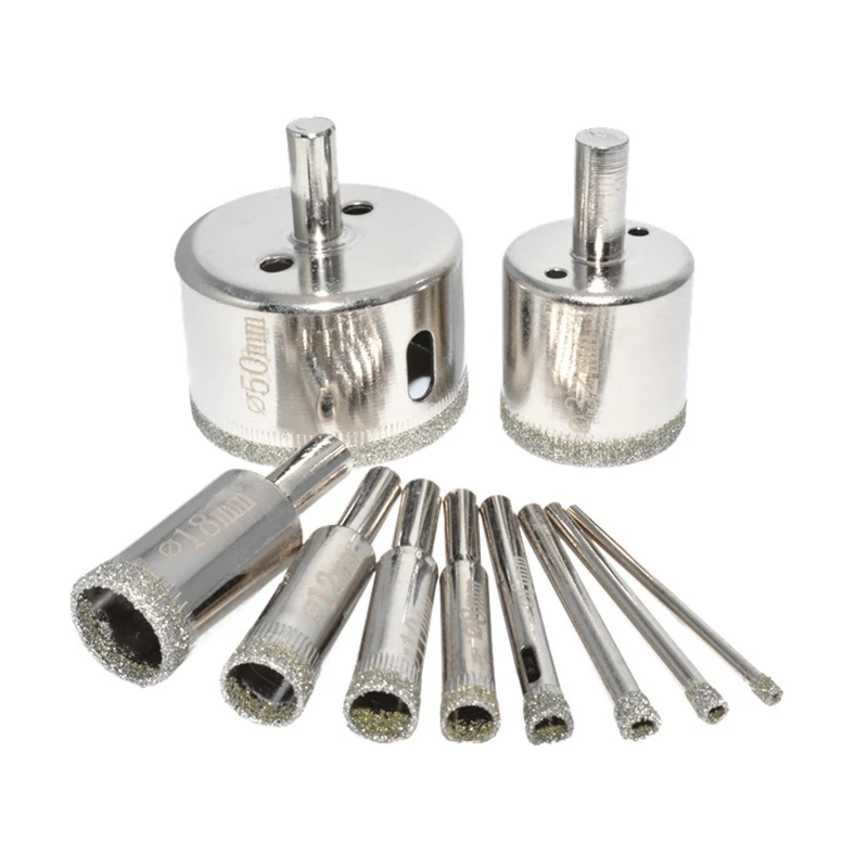 

10/15pcs 3mm-50mm Diamond Coated Drill Bit for Tile Marble Glass Ceramic Hole Saw Drilling Cutter Power Tool
