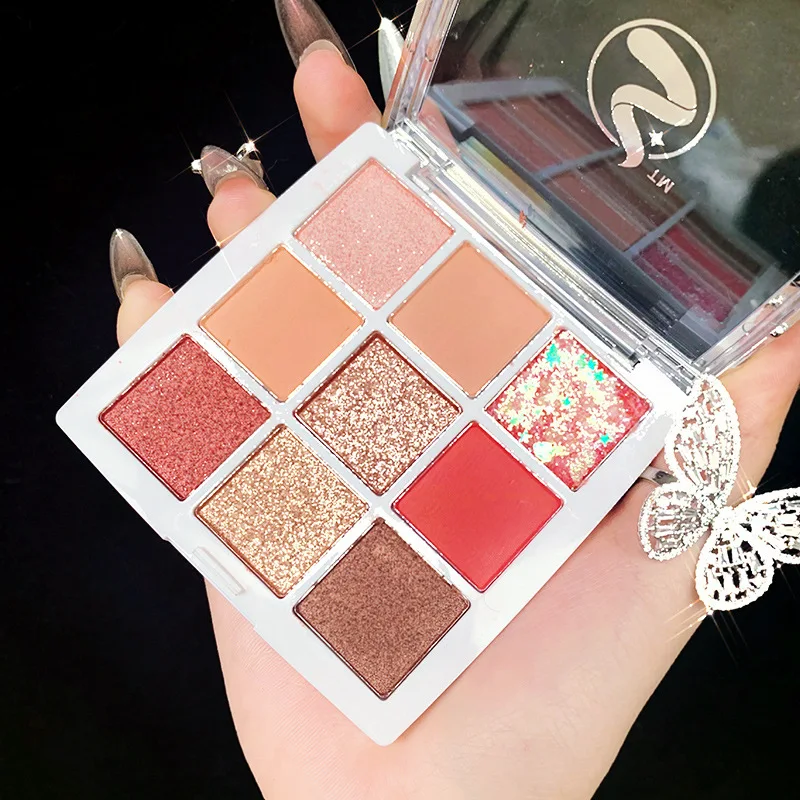 

New INS Art Makeup Eye Shadow Plate Earth Color Matte Bead Sequin Flash Eyeshadow Pallete Wholesale Glitter Cosmetic