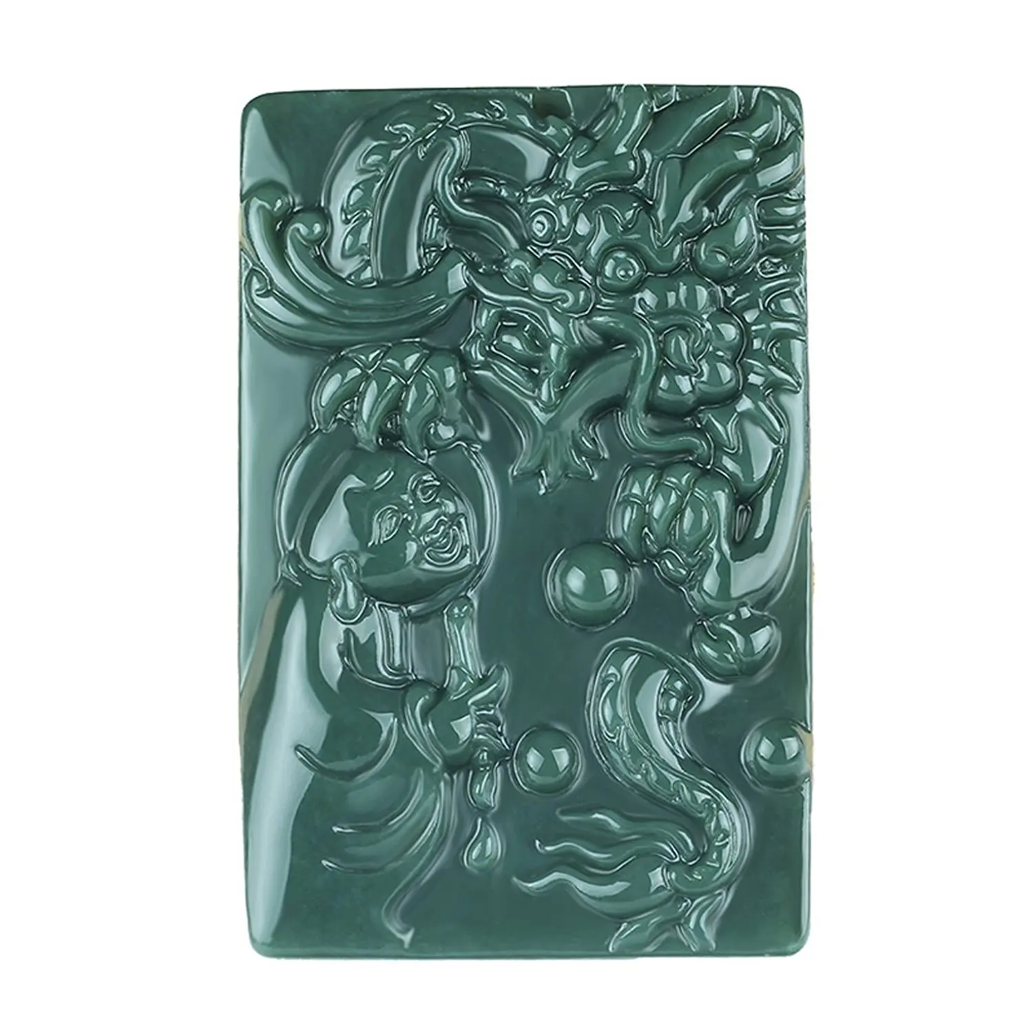 LETSFUN Изящные ювелирные изделия 100% натуральный зеленый нефрит мальчик выглядит