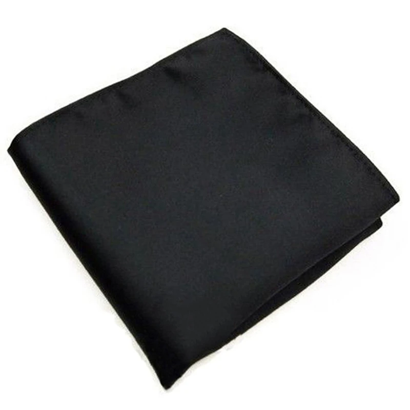 

Men's Pocket Hanky Plain Color Wedding Party Square Hankerchief (Black)