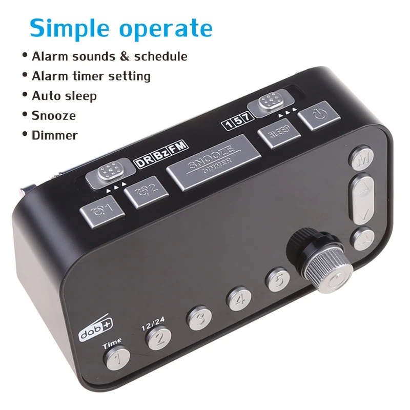 

2021 New Bedside Digital Alarm LED Clock with Dual USB DAB/FM Radio Large Screen Dual