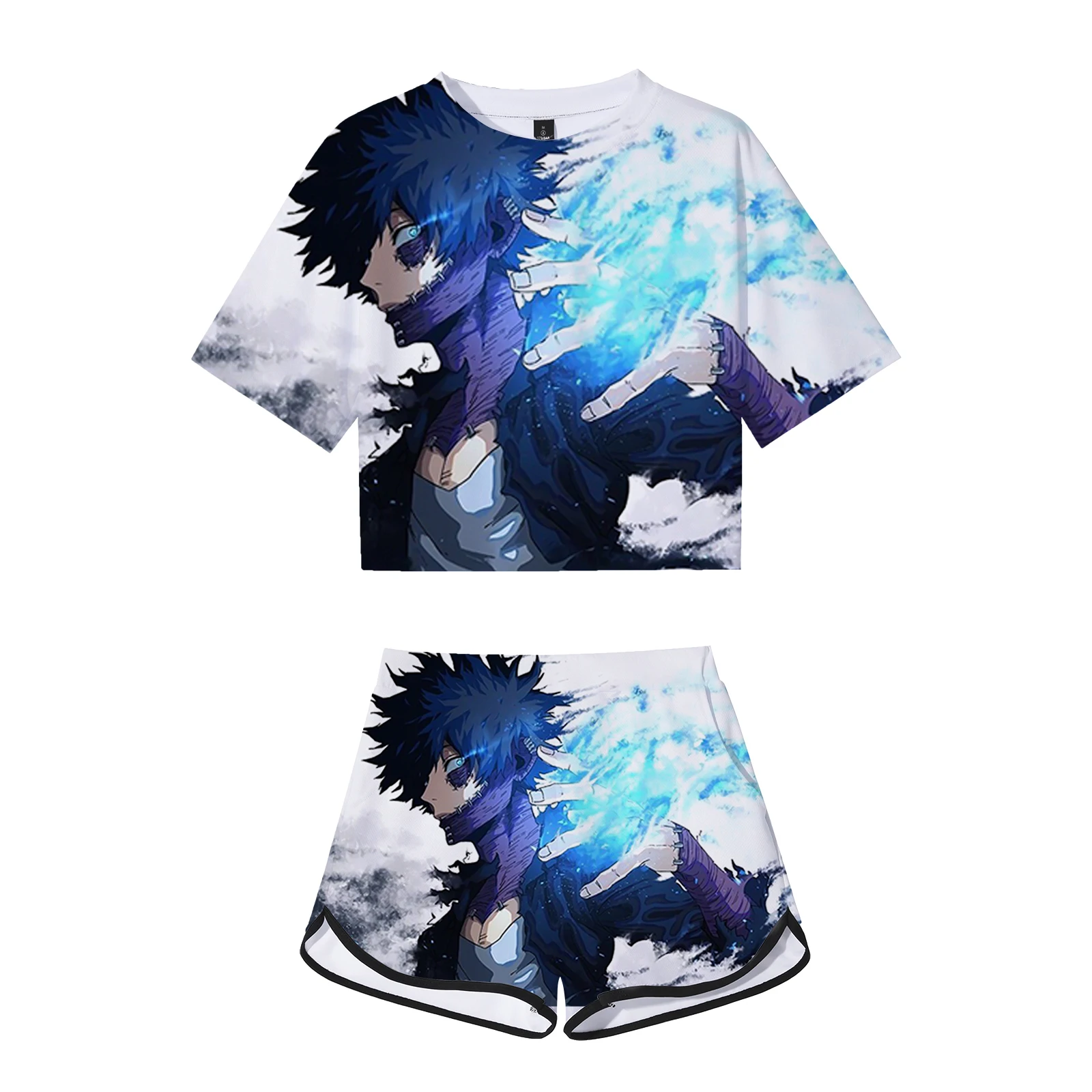 My Hero Academia Crop Short Suit Two Piece Cosplay Todoroki Shoto Duku Women Girl Sweet Streetwear Tracksuit Sportswear Outfits