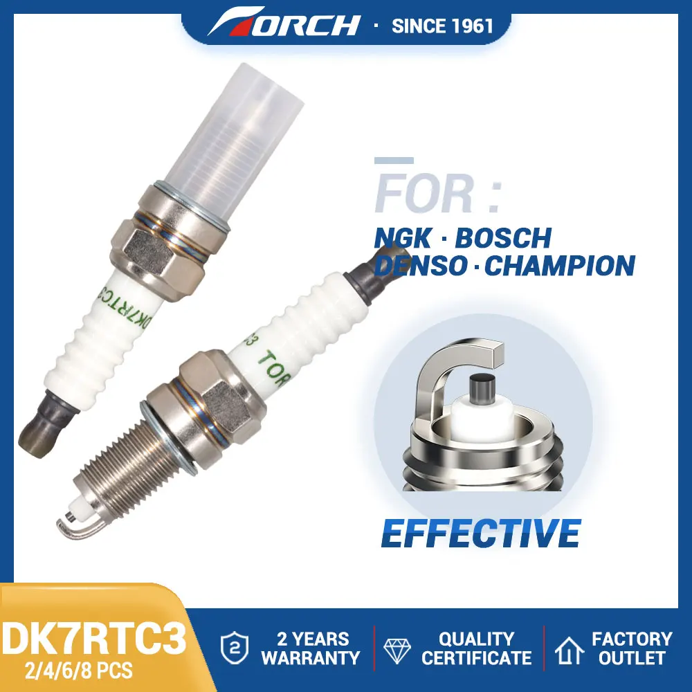 

(pack of 2-8) Automobile Motorcycle High Quality Ignition Spark Plug Torch DK7RTC3 Compatible with Candle ZKR7A-10