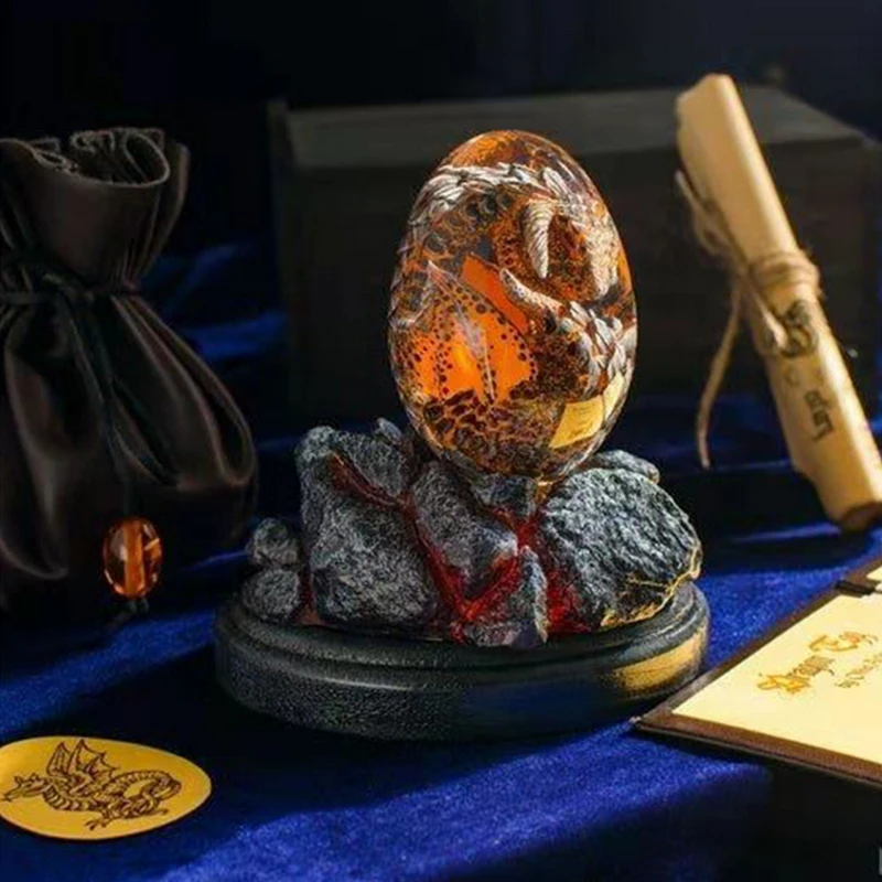 

Кристаллическая прозрачная полимерная статуя Дракон яйцо Лава яйцо динозавра сувенирные Смола ручная работа светящиеся яйца дракона дома...