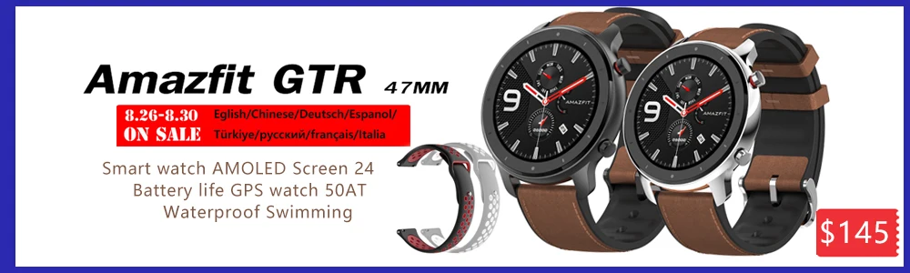 Xiaomi SmartWatch Amazfit Bip gps Huami 3ATM водонепроницаемые Смарт-часы Amazfit beep 45 дней в режиме ожидания спортивные PK GTR приложения