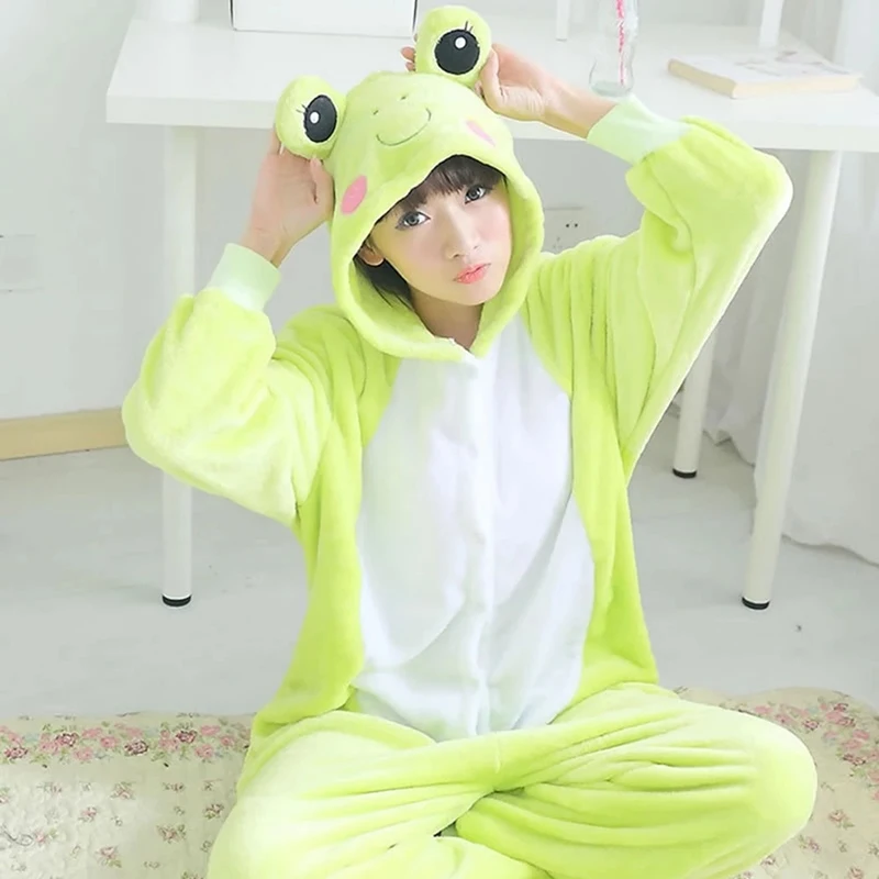 

Frog Pajamas Kigurumi Cartoon Pajamas Onesie Womens Anime Cosplay Sleepwear Onepiece Winter Animal Jumpsuit Kids Cute Homewear